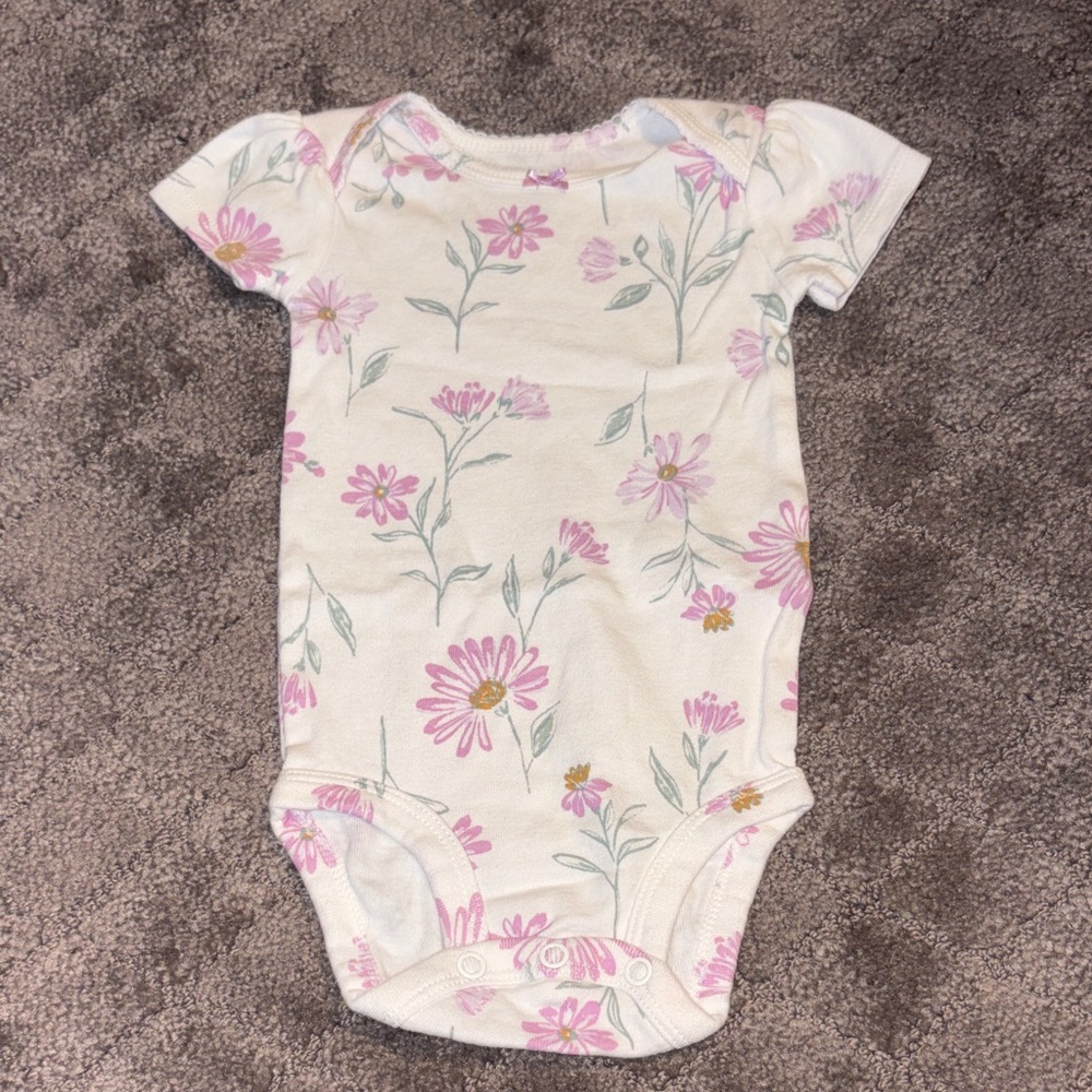 Carter's Cream and Pink Floral Bodysuit